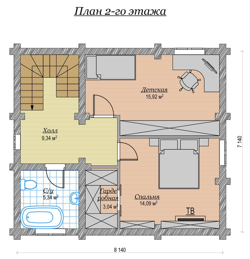 Дом из бревна 120м2 Проект №ВЗ-122 «Нарцисс»